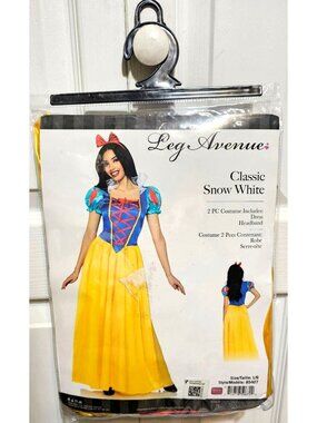 Leg Avenue Classic Snow White Costume Dress Headband Bow Disney